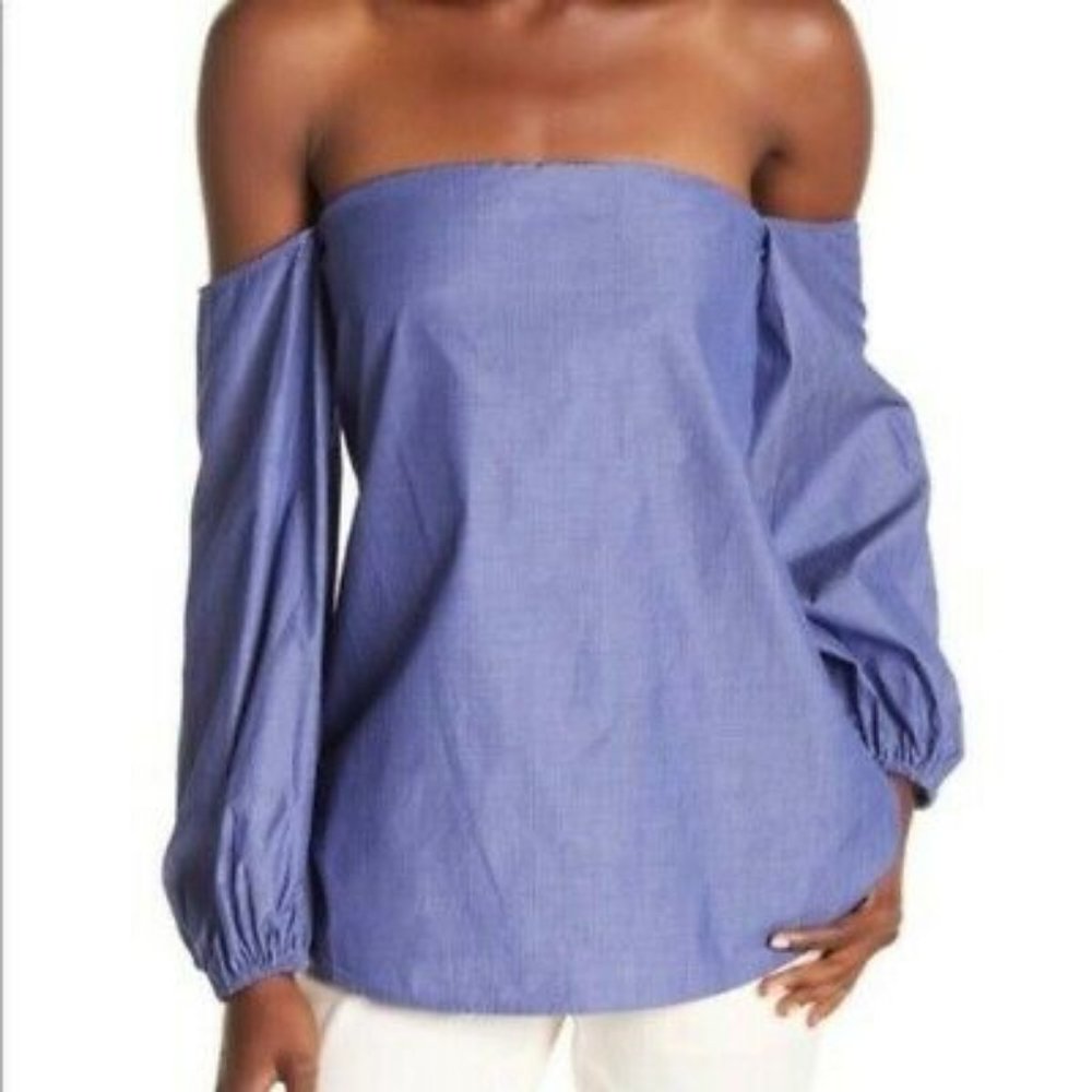 Theory  Off The Shoulder Poplin Top